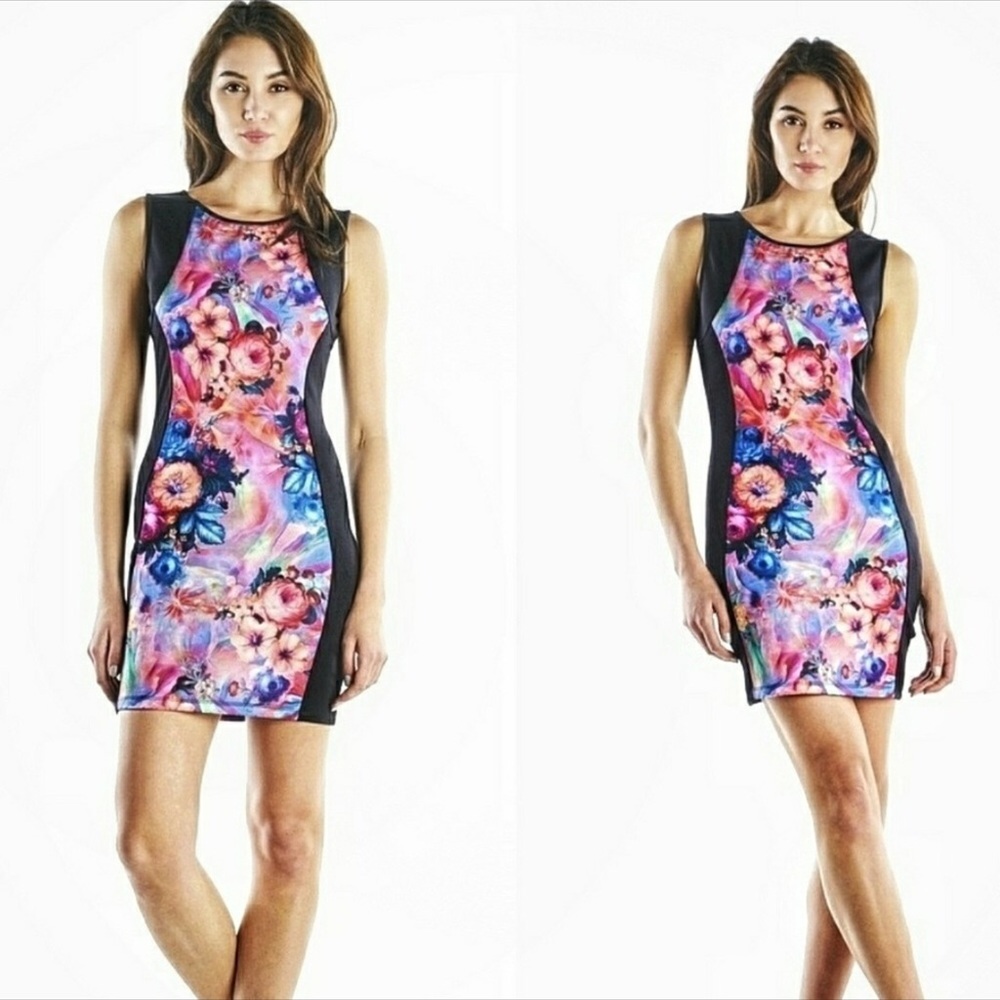 SCUBA GRAFFITI BODYCON DRESS - Picture 1 of 6
